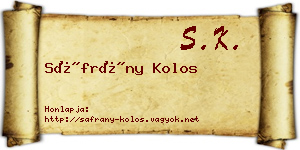 Sáfrány Kolos névjegykártya