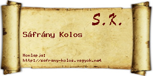 Sáfrány Kolos névjegykártya